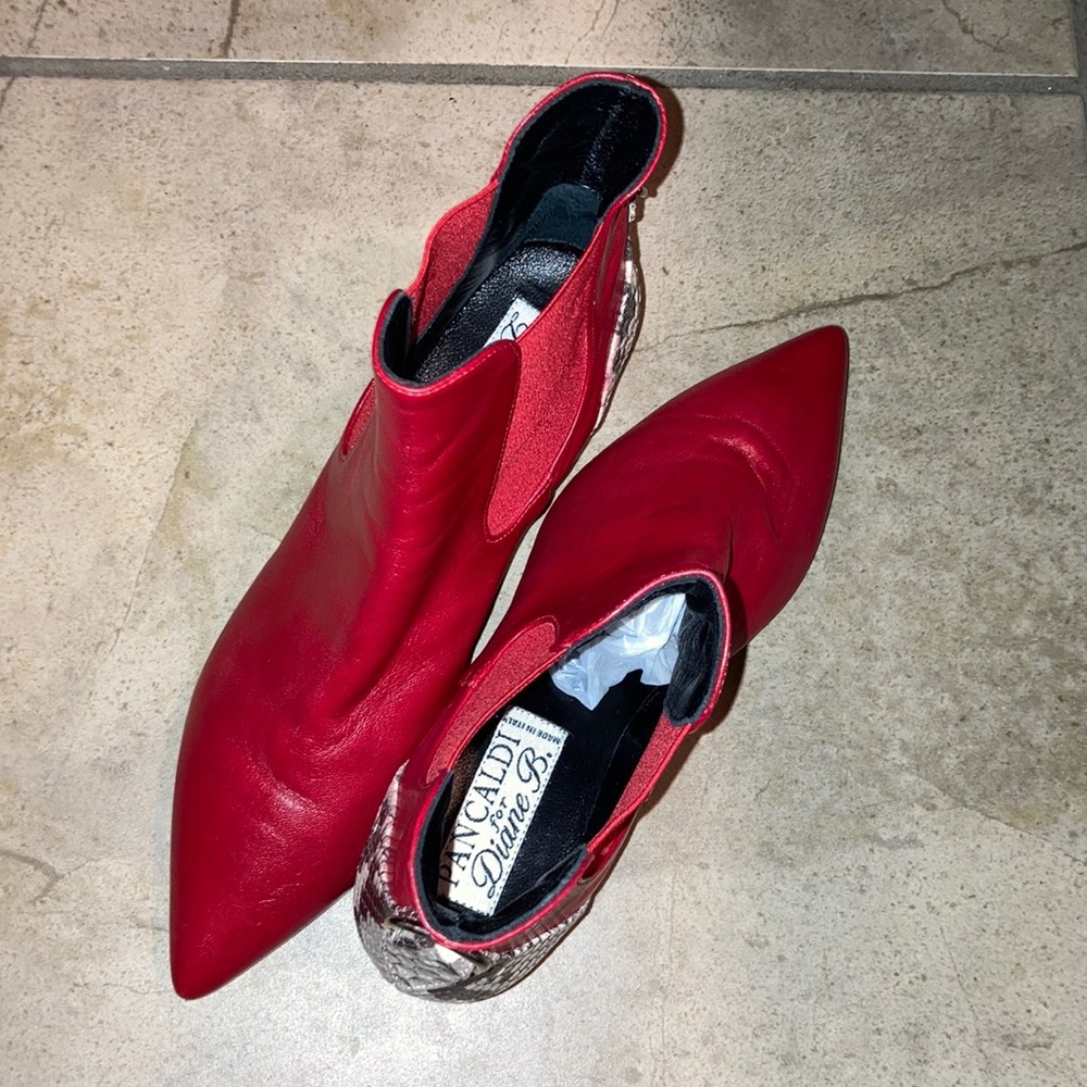 Diane B Fabulous Red Ankle Boots Size 36 - Picture 2 of 9
